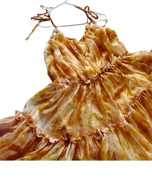 Amber Bloom Dress  – Golden-orange floral vibe.