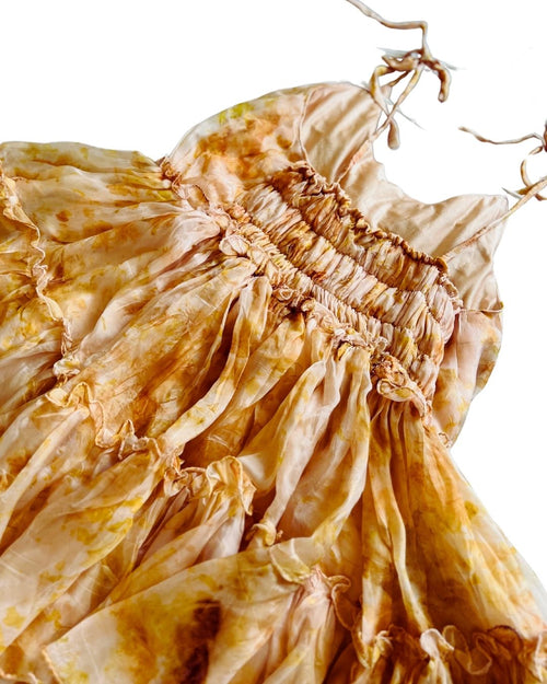 Amber Bloom Dress  – Golden-orange floral vibe.