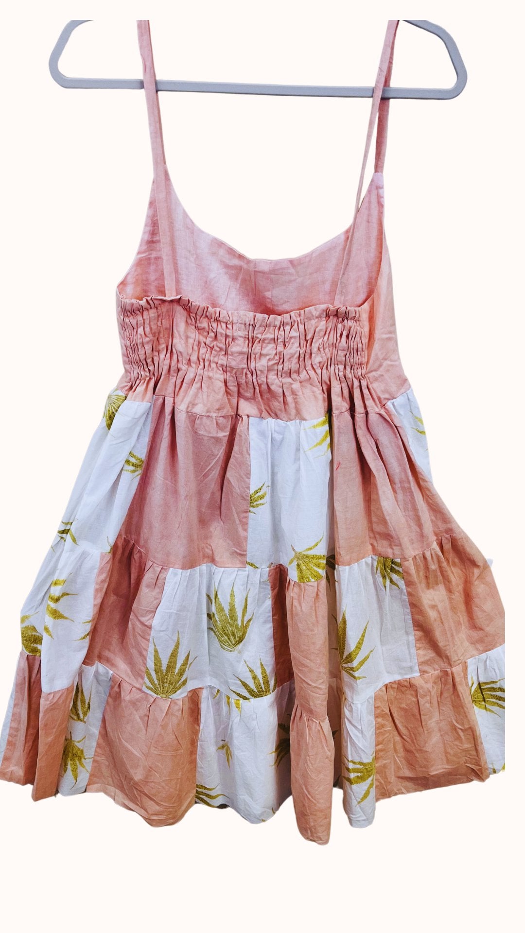 🌺 Bhang Blush – Madder Dye Cannabis Patchwork Cotton Dress